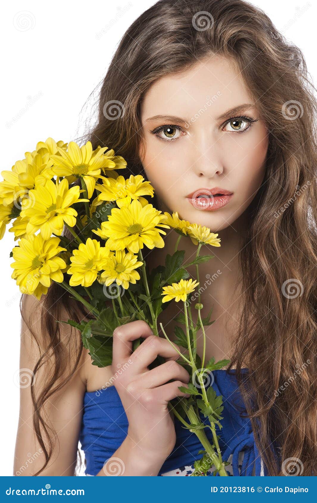 Young girl with flower stock photo. Image of dreams, background 20123816