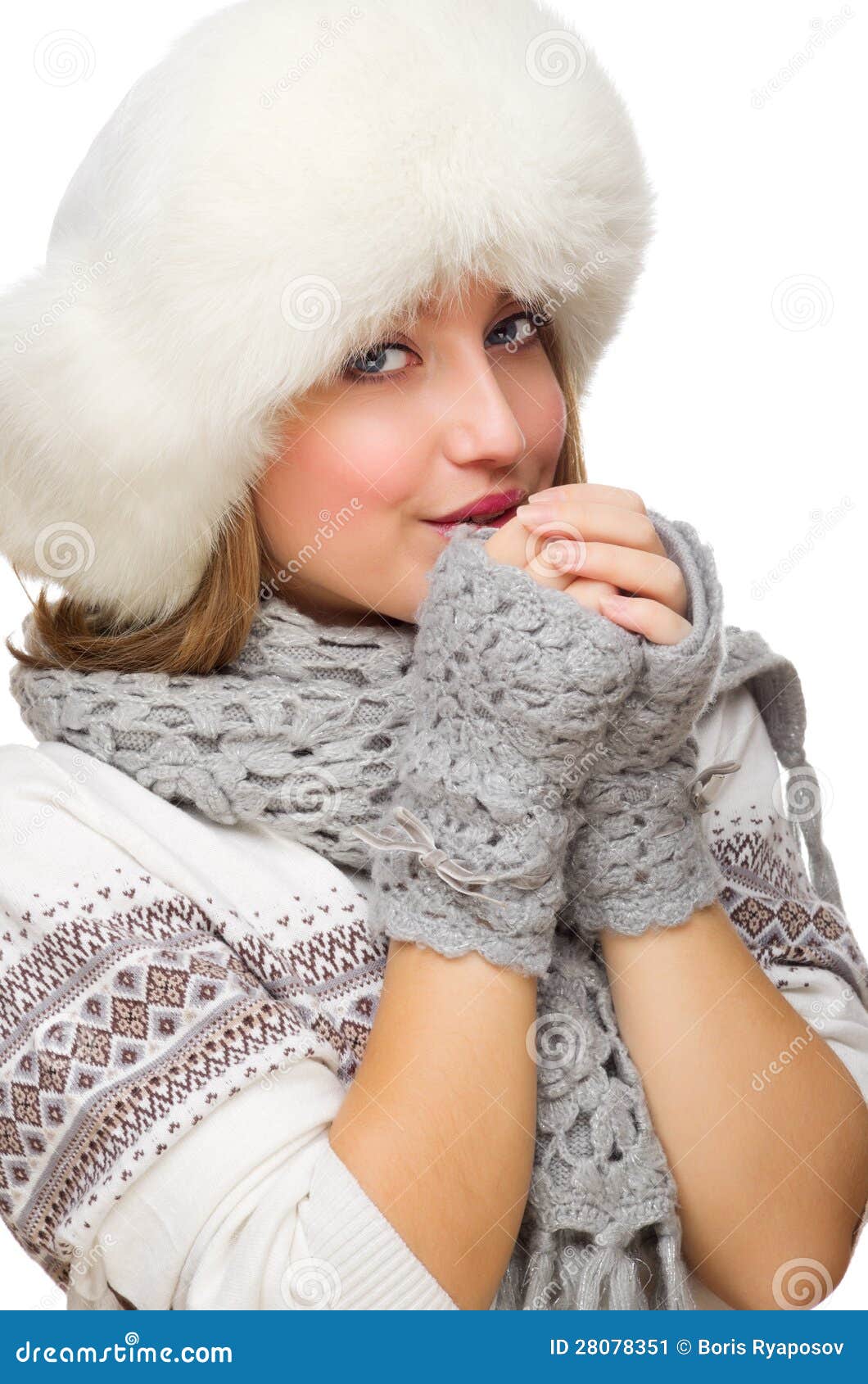 Young girl with fur hat stock image. Image of model, closeup - 28078351