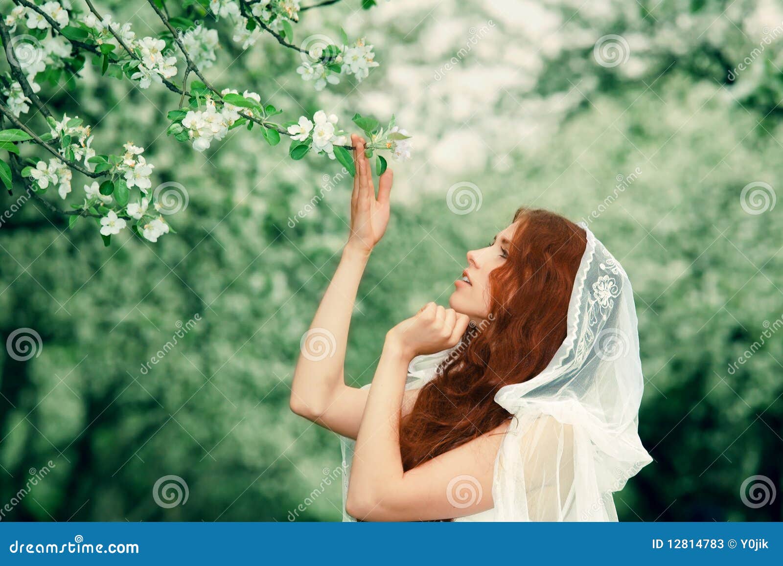 Young girl in the garden stock image. Image of bride - 12814783
