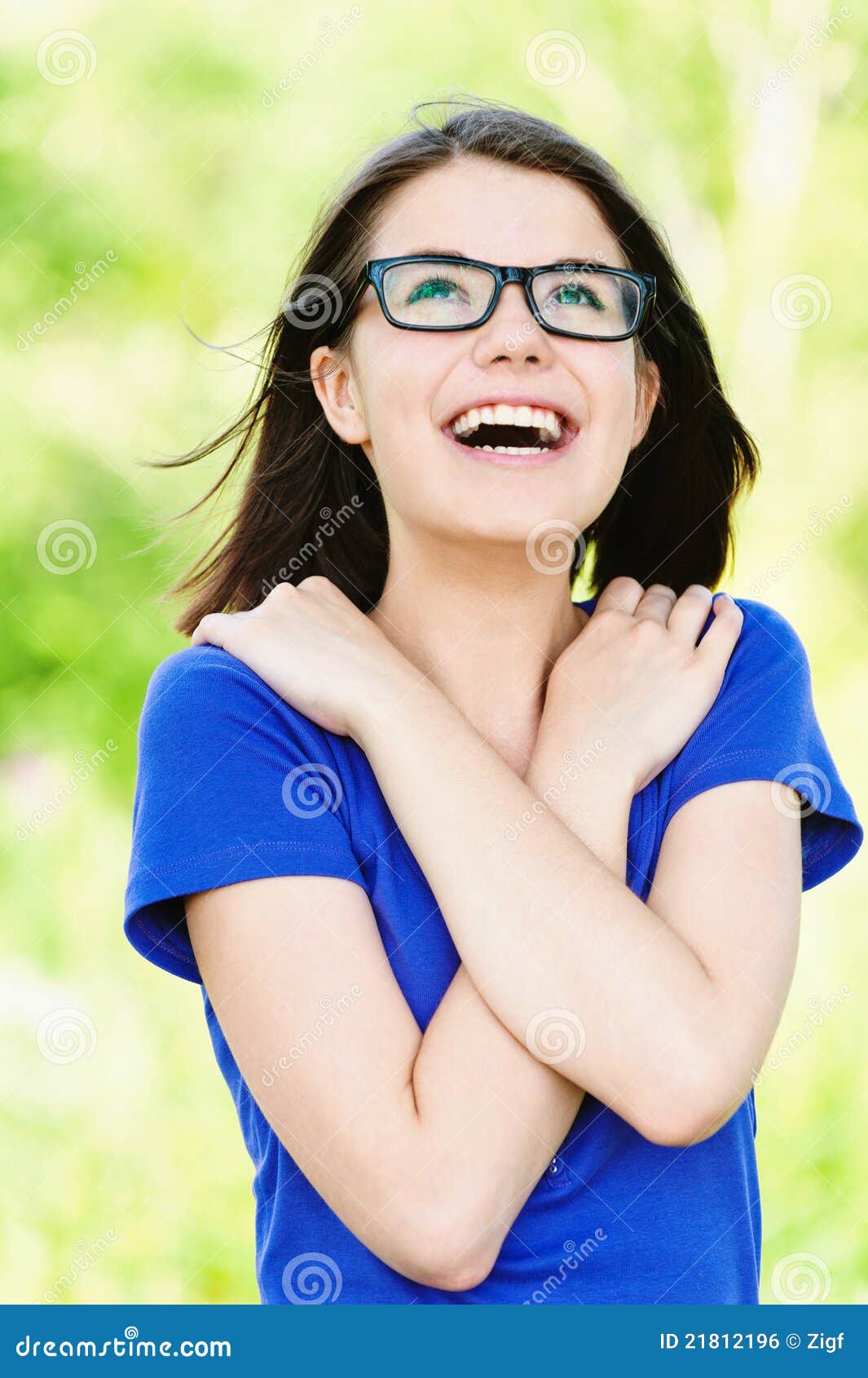 Girl With Glasses Looks Like As Nerdy Girl Humor Stock Image 