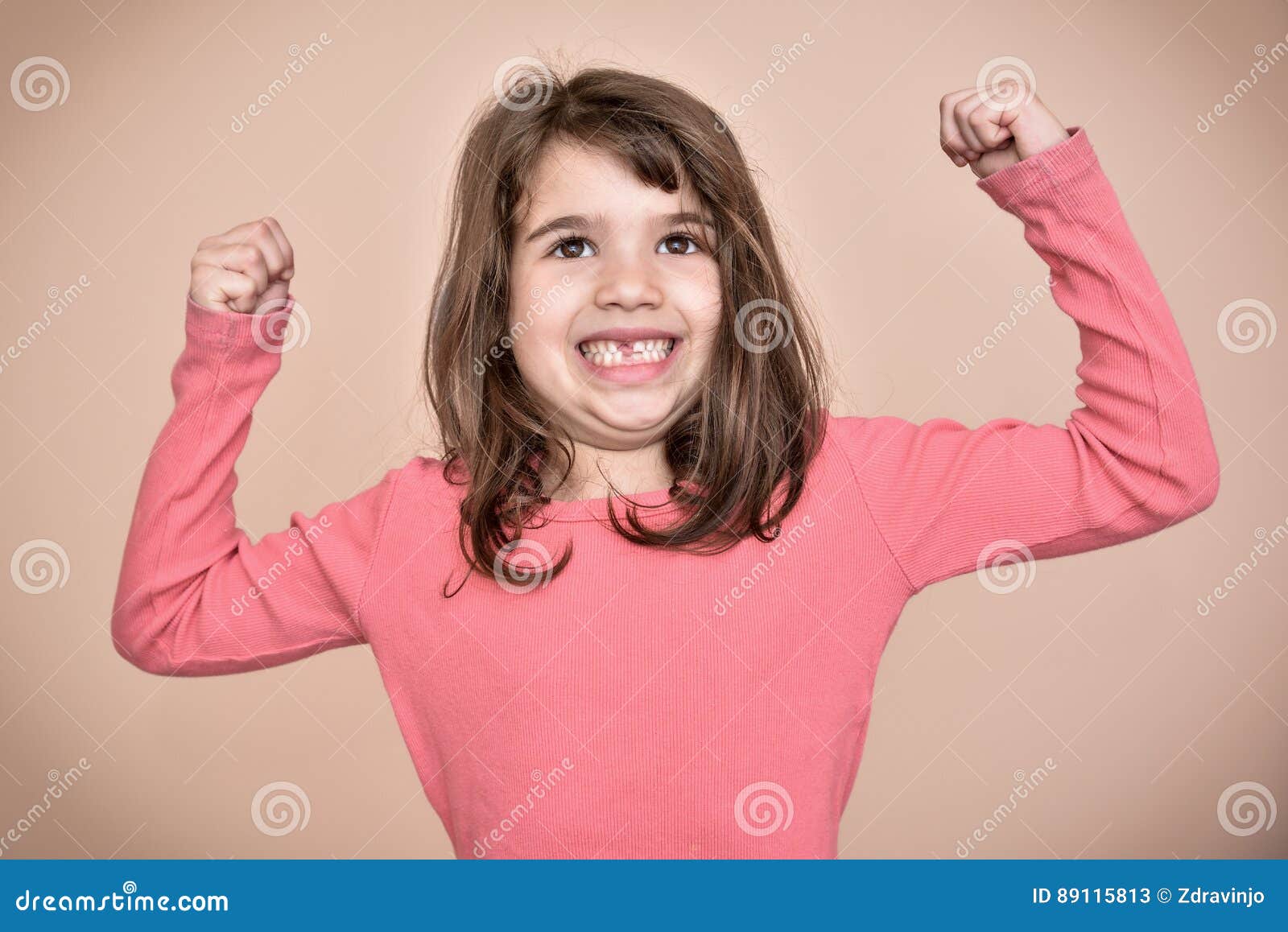 Young Girl With Hands Up Stock Image Image Of Emotion 89115813