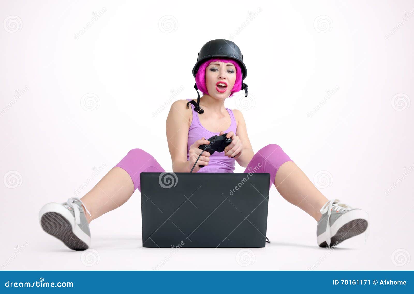 young girl play game joystick station free time competition 3d character  illustration 11382025 PNG