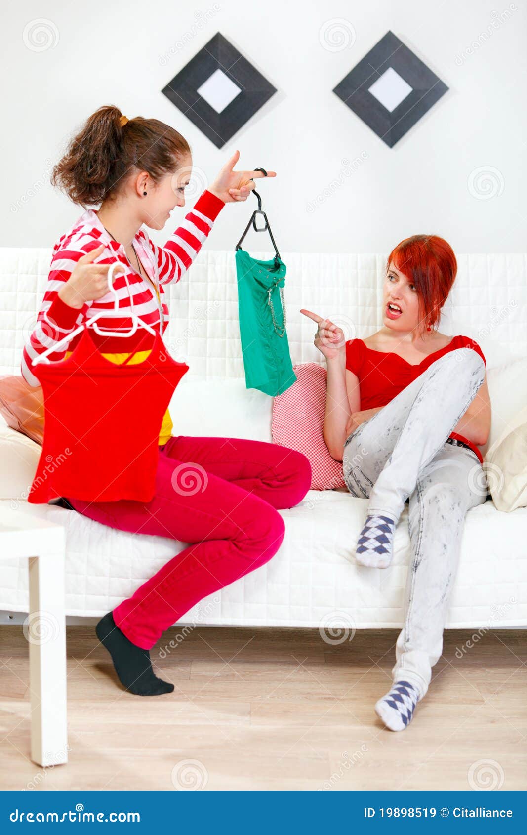 Young Girl Helping Choose Clothes Girlfriend Stock Image Image of