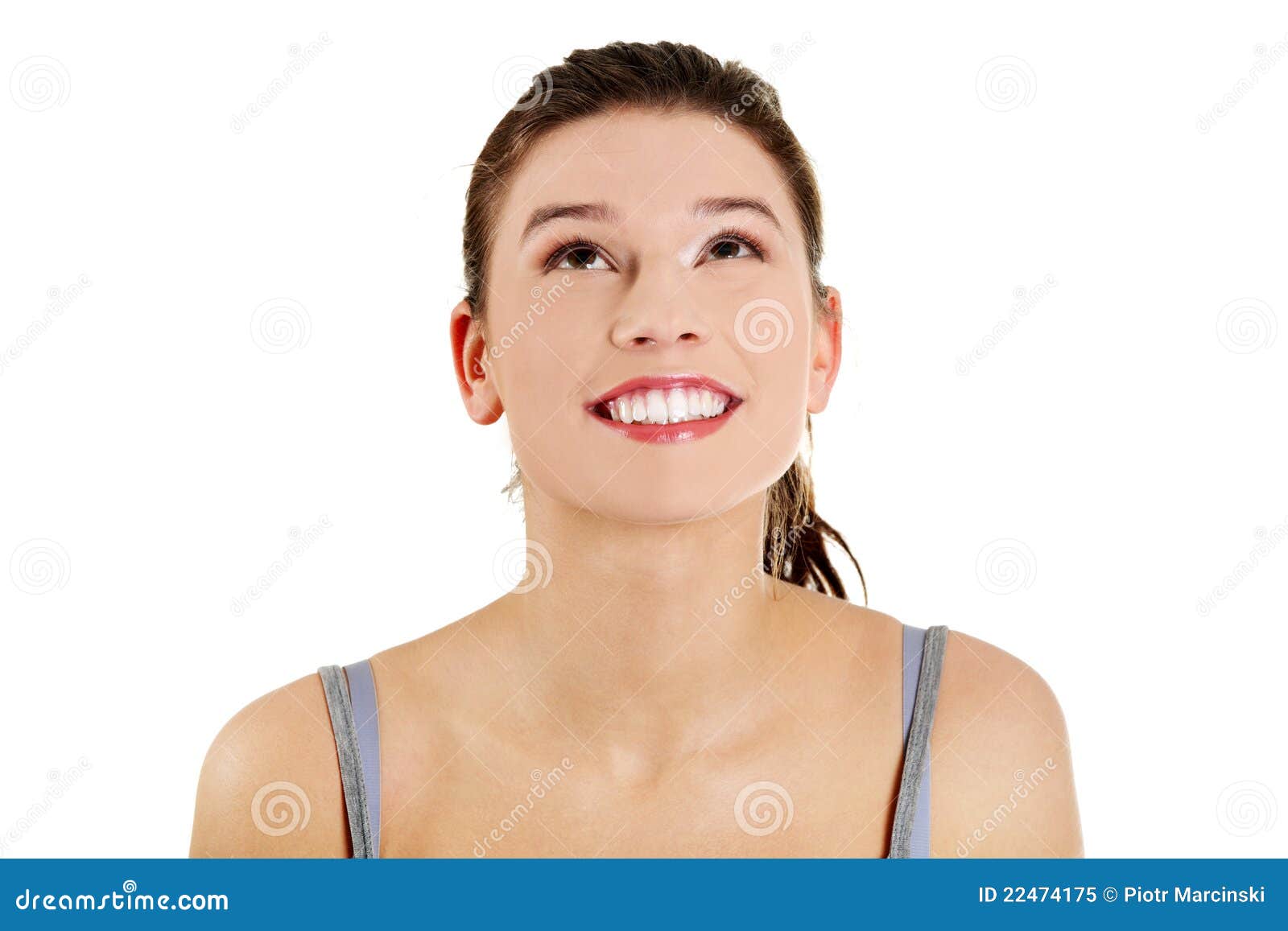 Young Girl with Her Eyes Looking Up Stock Image Image of face