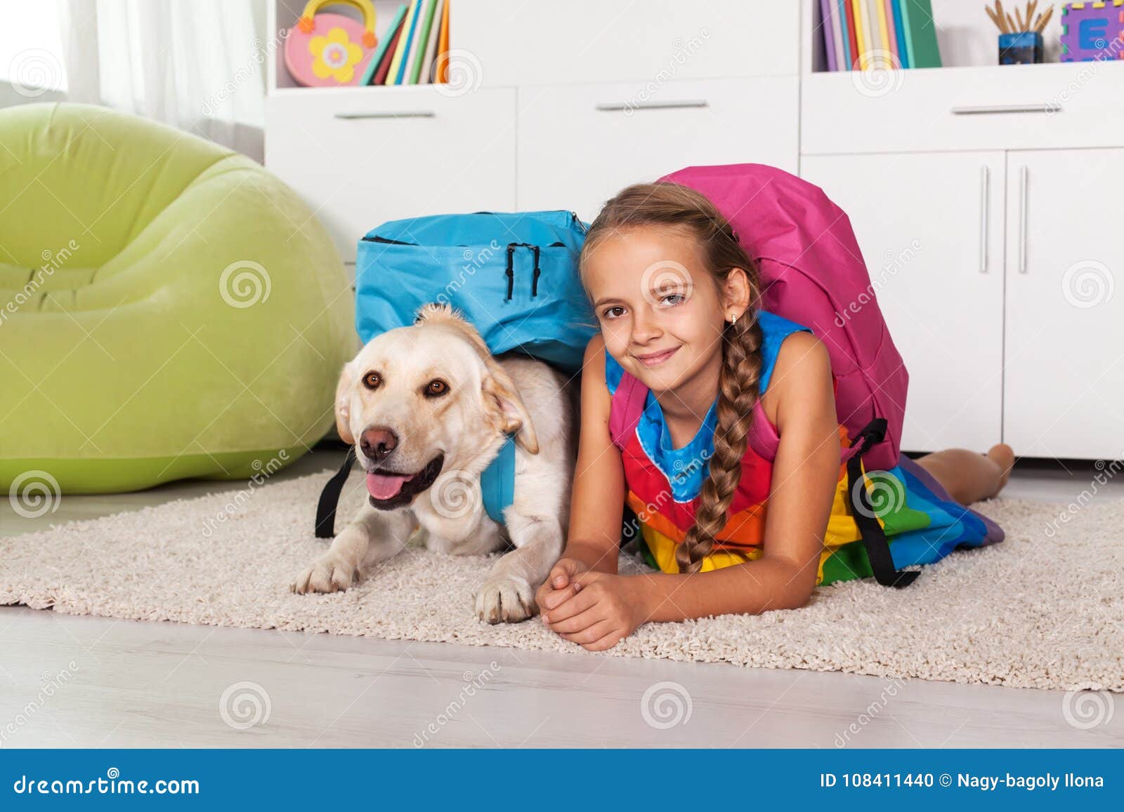 Sitting dog with school bag Stock Illustration by ©clairev #2009135