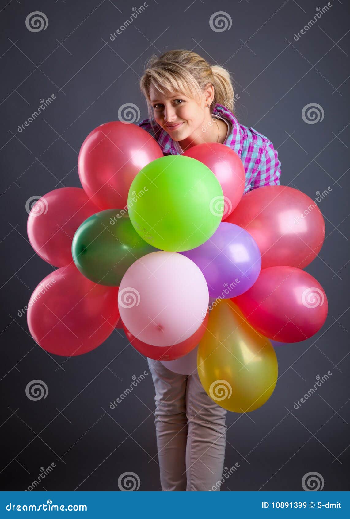 Young Girl Holding Balloons Stock Image Image of birthday, beauty