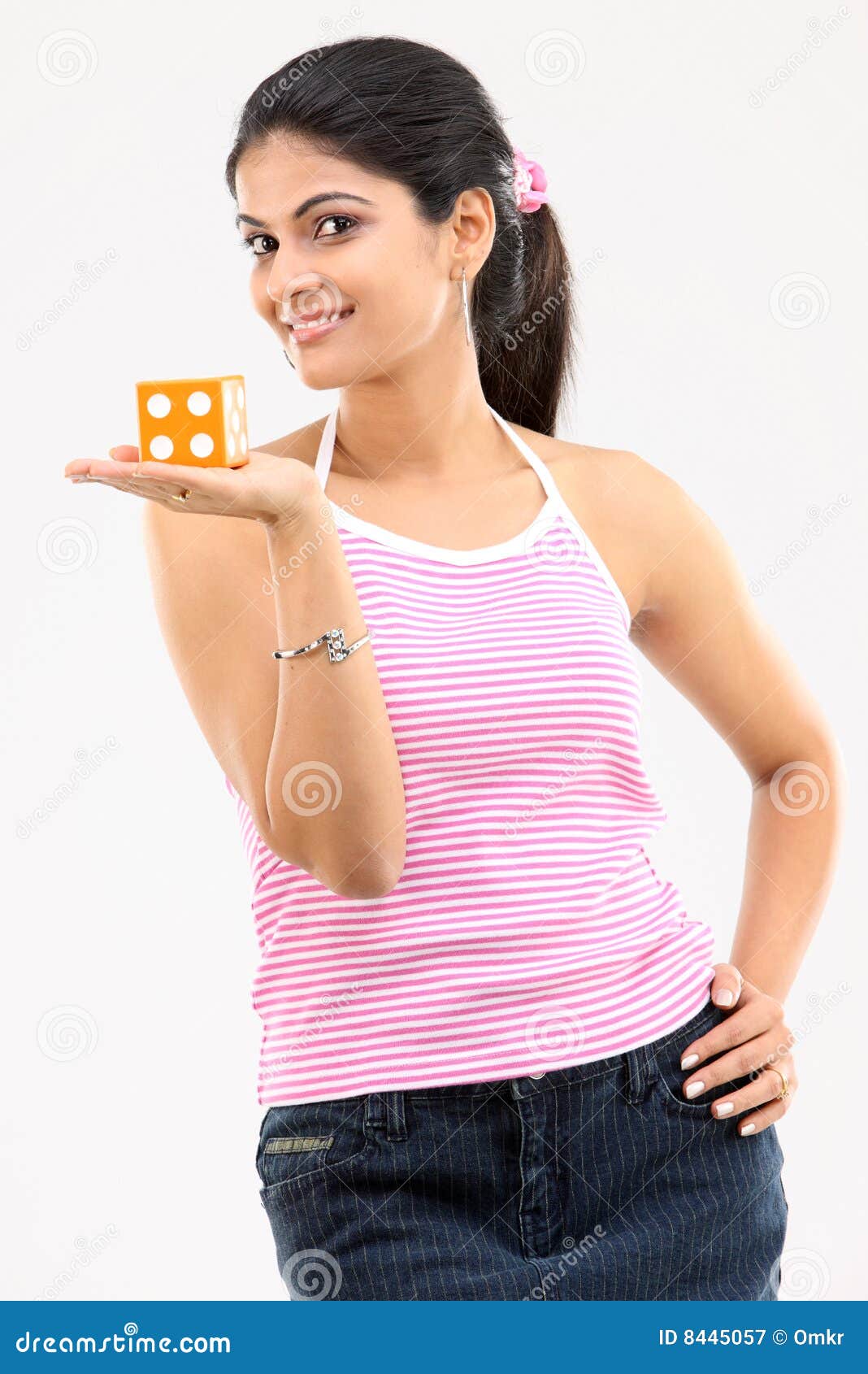 Young girl holding dice stock image. Image of indoor, chance 8445057