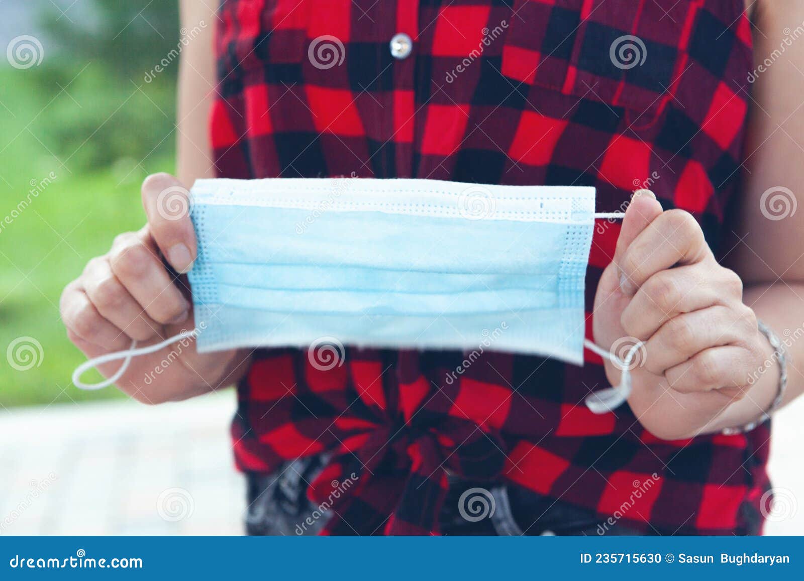 Young Girl Holding a Mask in the Park Stock Photo Image of girl, woman 235715630