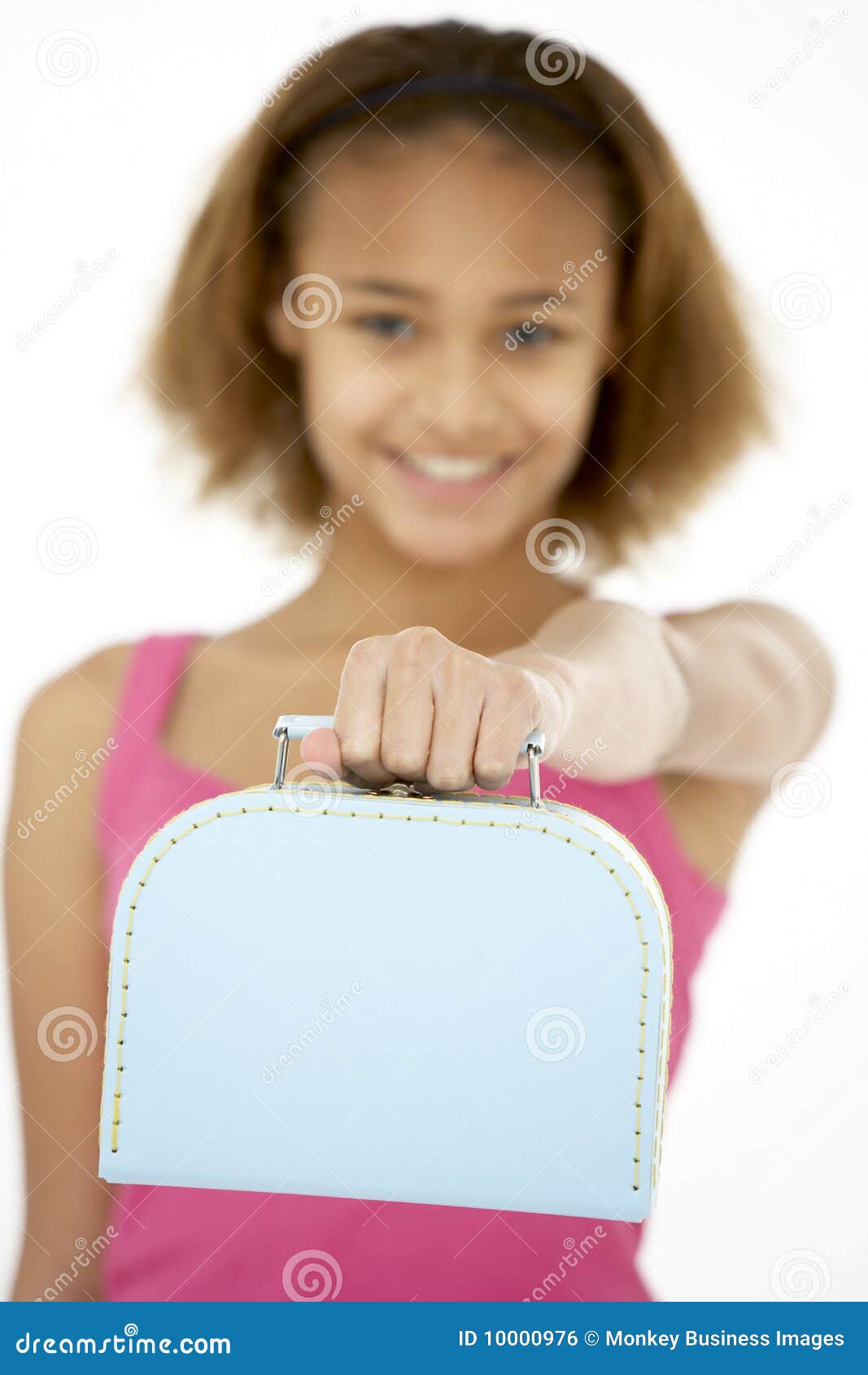 Young Girl Holding Suitcase Stock Photo - Image of travel, packing ...