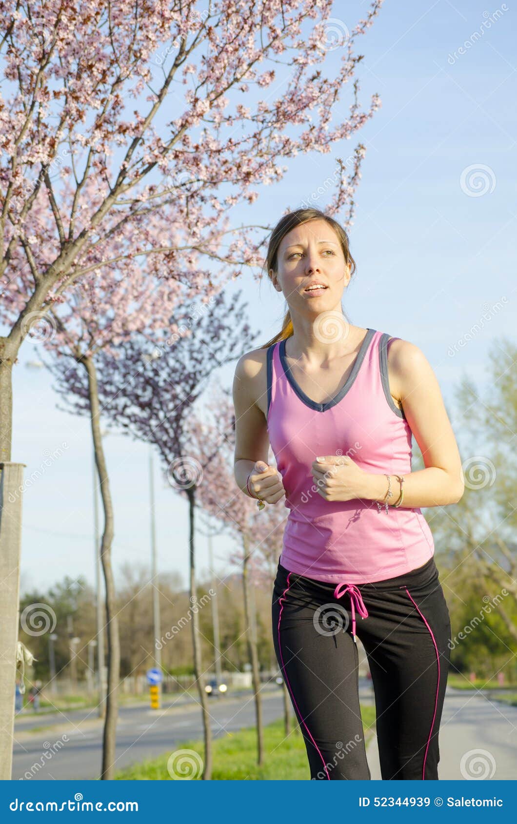 Young Girl Jogging Outdoors Stock Image Image of running, outdoor 52344939