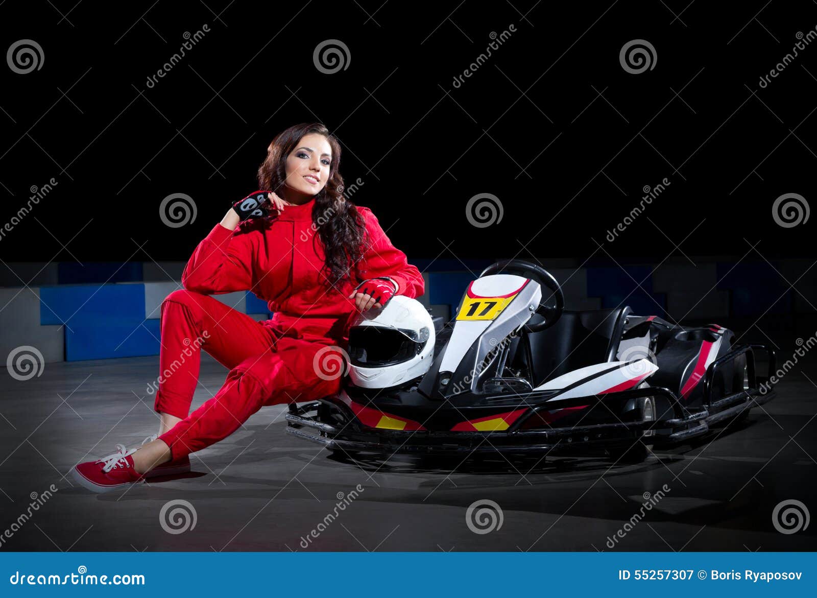 young girl karting racer