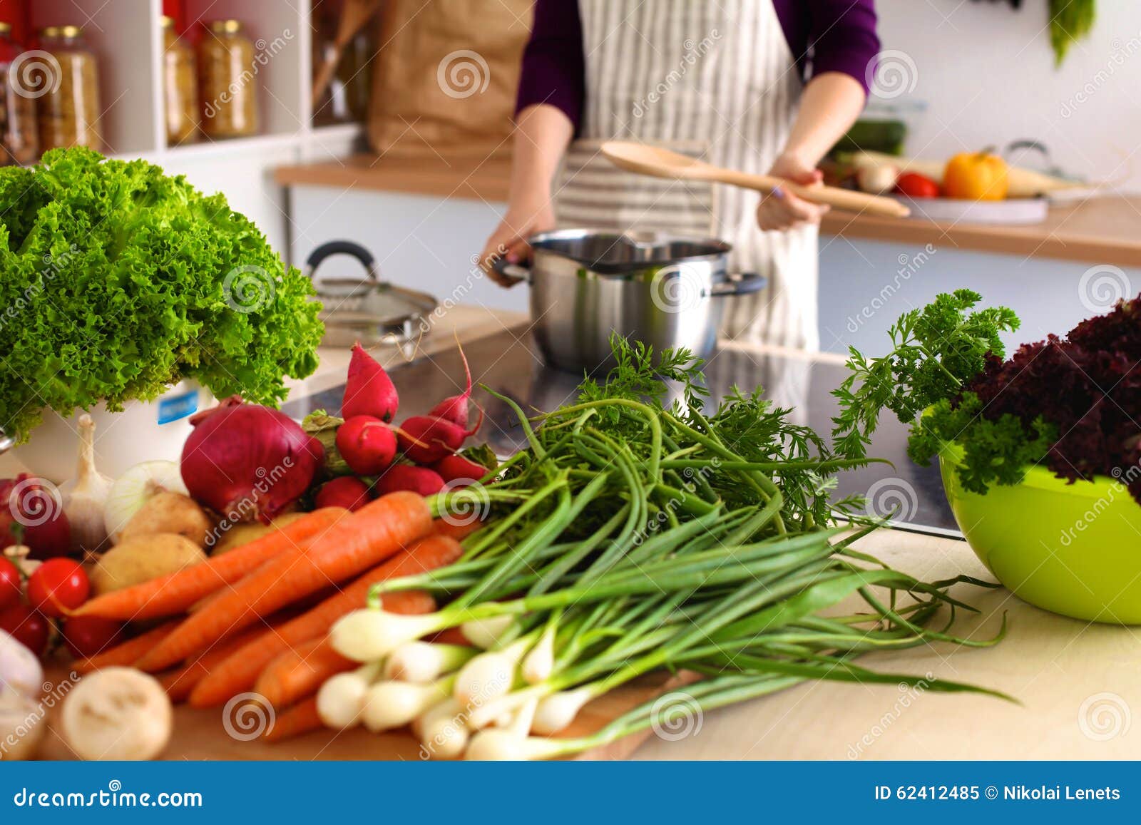 A Young Girl in Kitchen while Cooking Stock Image Image of food
