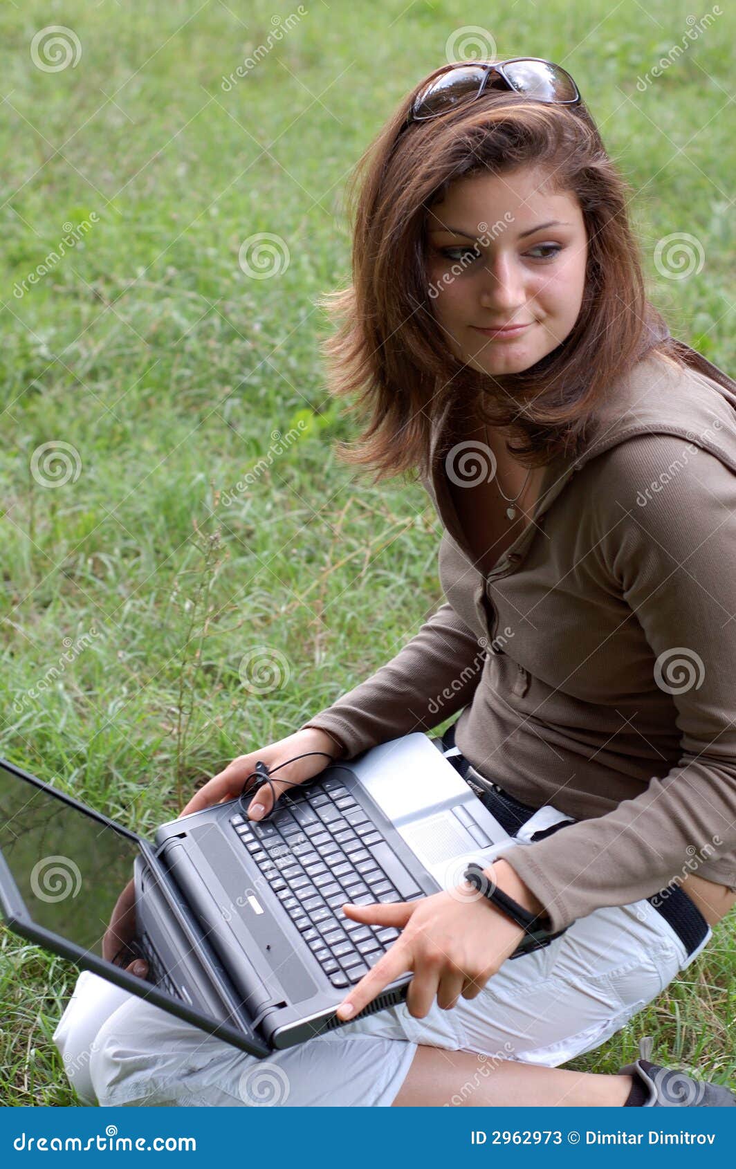 Young girl with laptop stock image. Image of beautiful 2962973