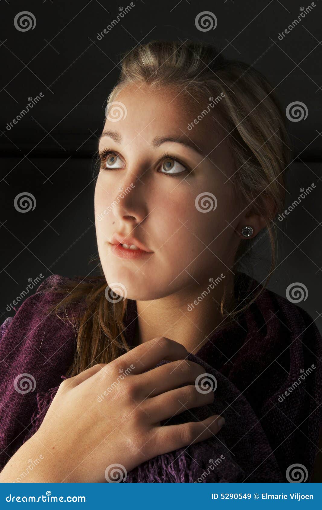 Young girl looking up stock image. Image of meek, portrait 5290549