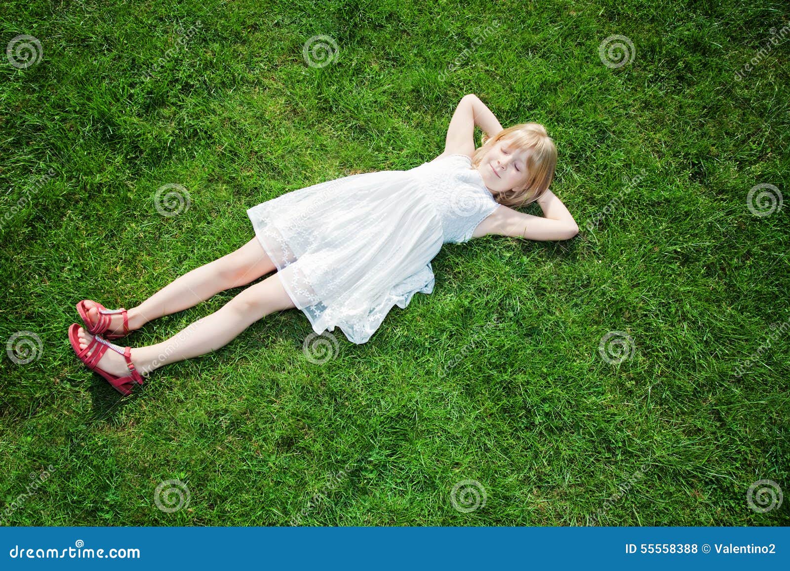 Little Girl Lying Grass