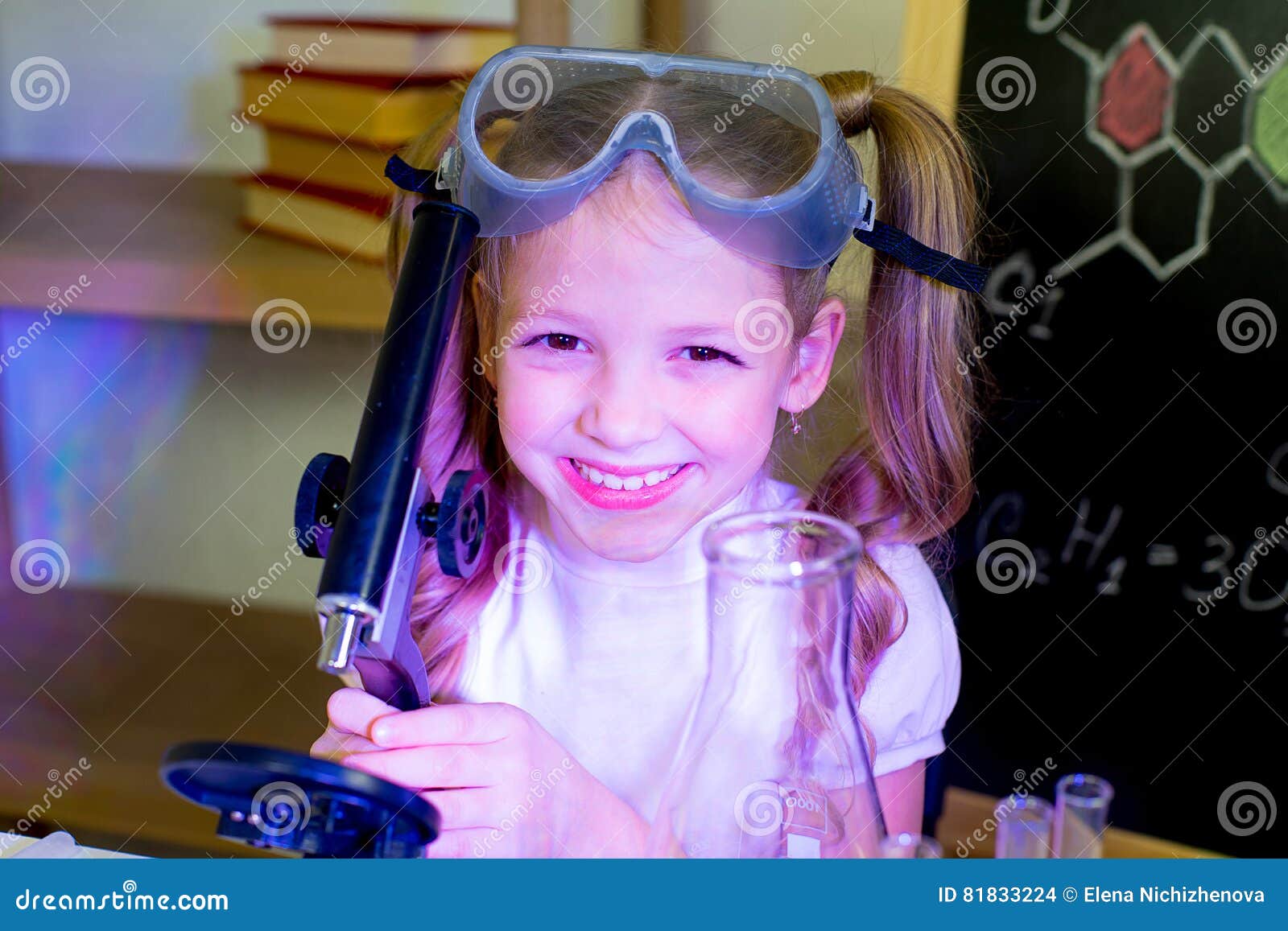 Young Girl Making Science Experiments Stock Photo Image of fire