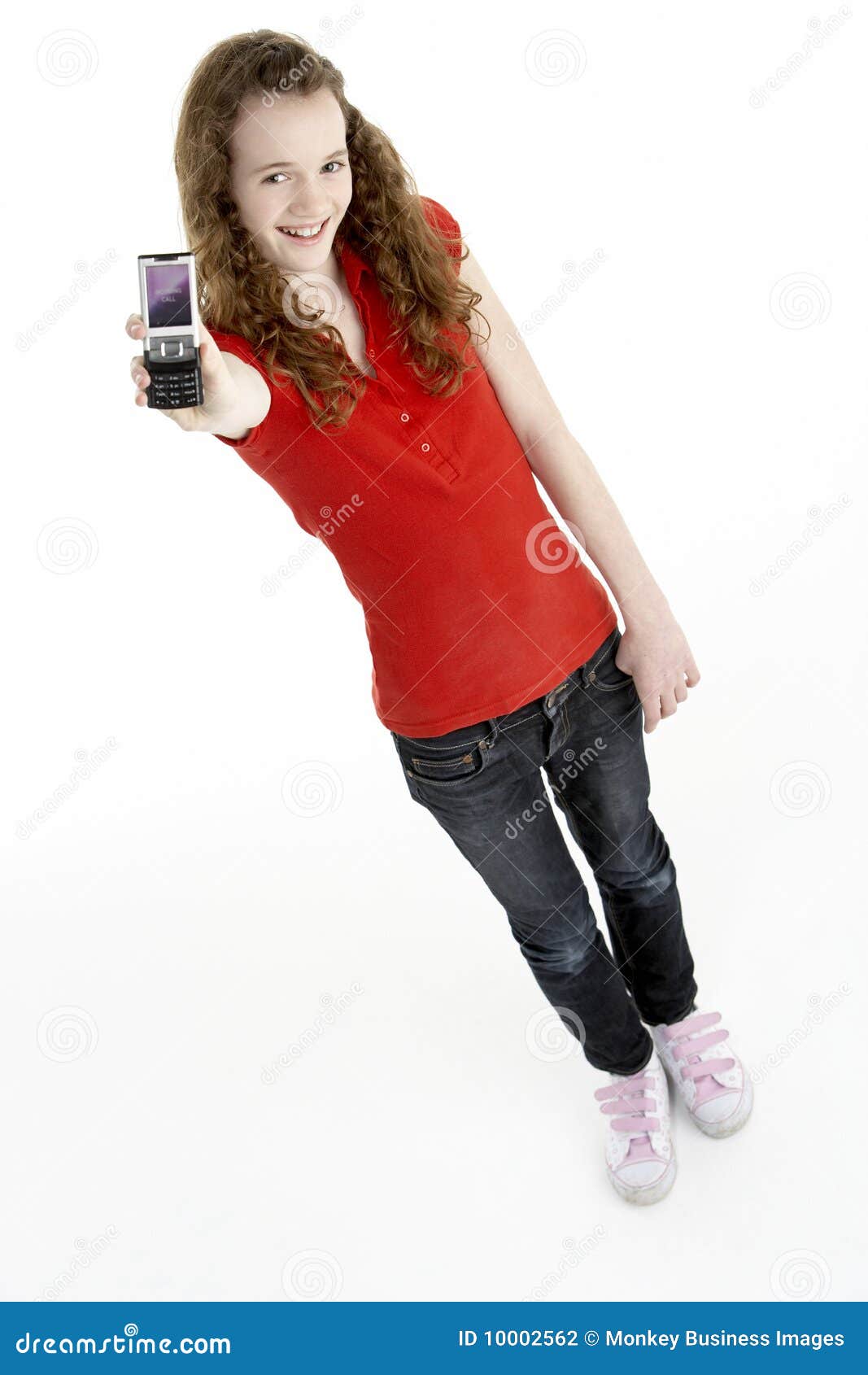 Young Girl with Mobile Phone Stock Photo Image of clothing
