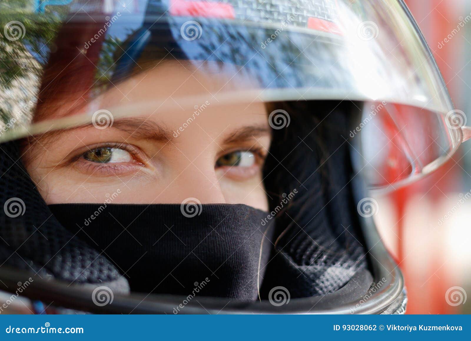 Young Girl in a Motorcycle Helmet Stock Photo Image of rider, bike