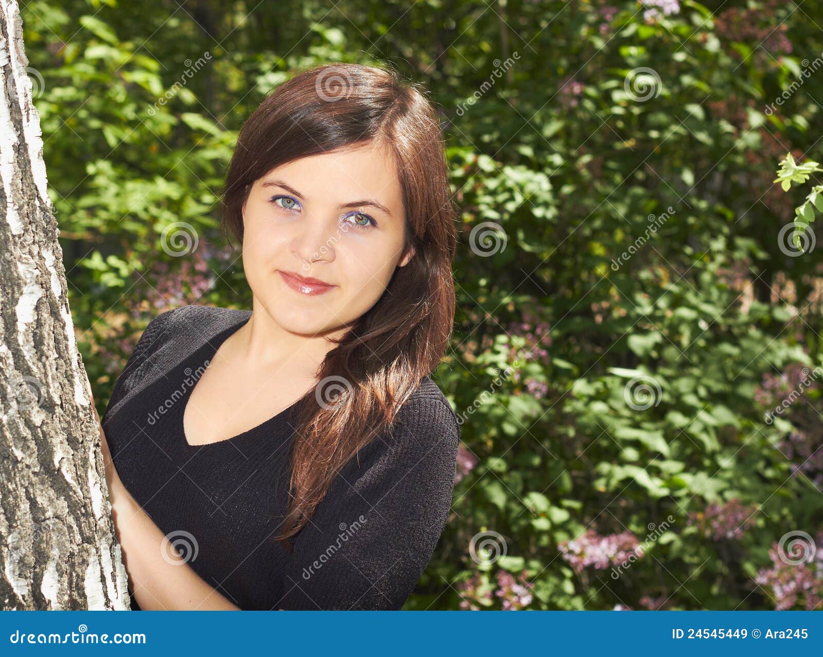 Young girl near birch stock image. Image of human, birch - 24545449