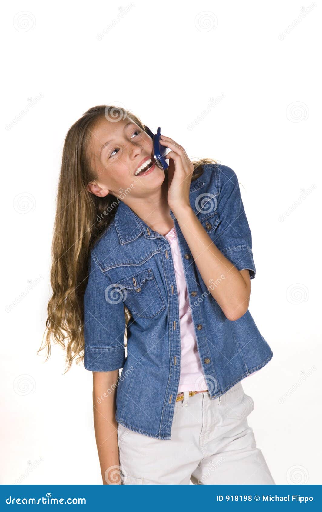 young girl on phone