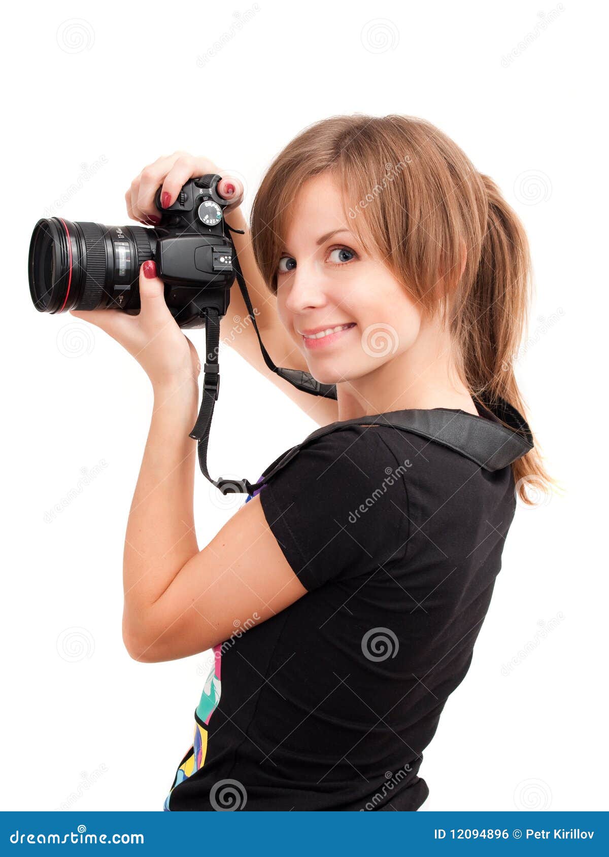 Young Girl with Photo Camera Stock Photo Image of click, cute 12094896