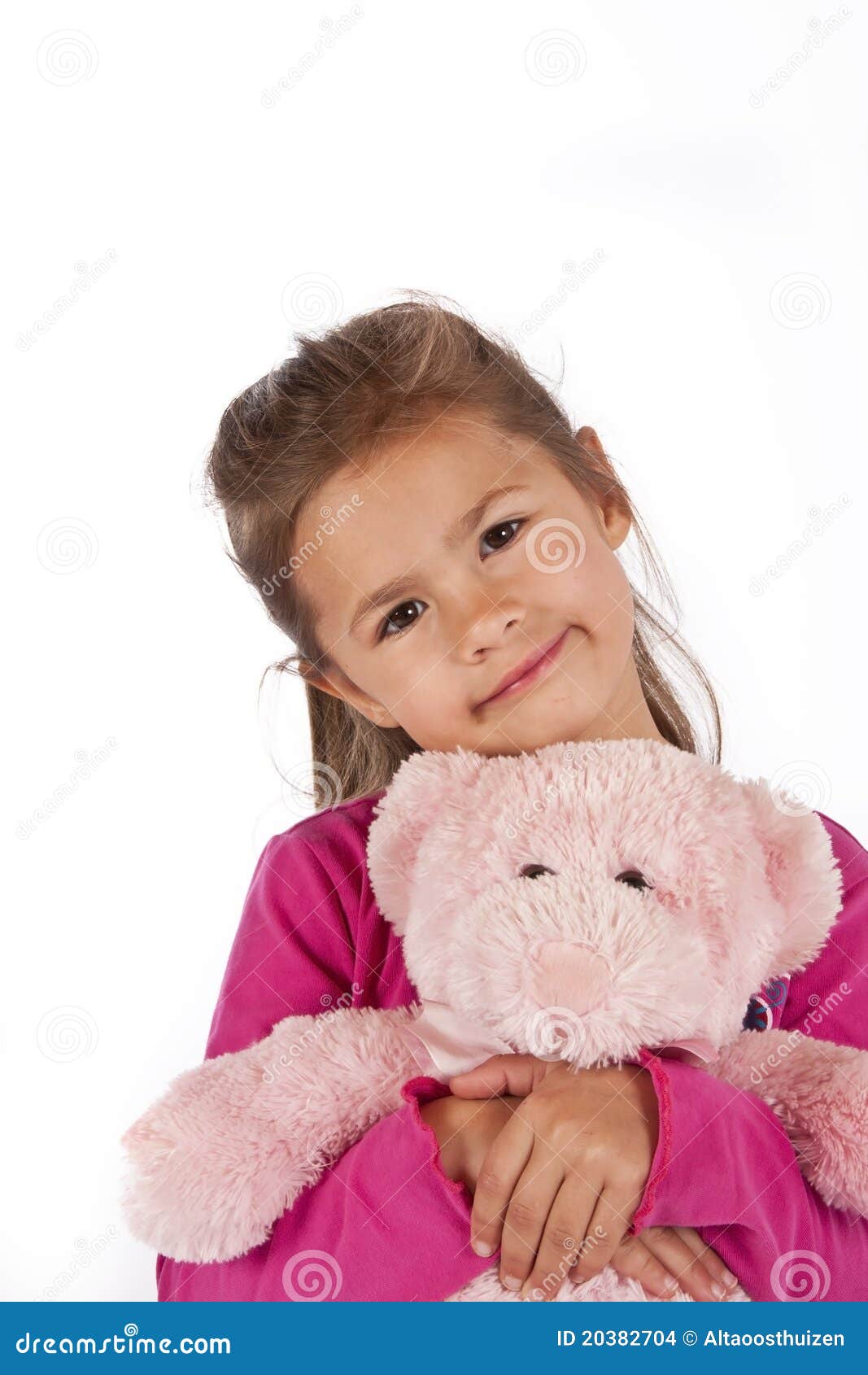 Young Girl with Pink Dress in Studio Stock Photo - Image of beautiful ...