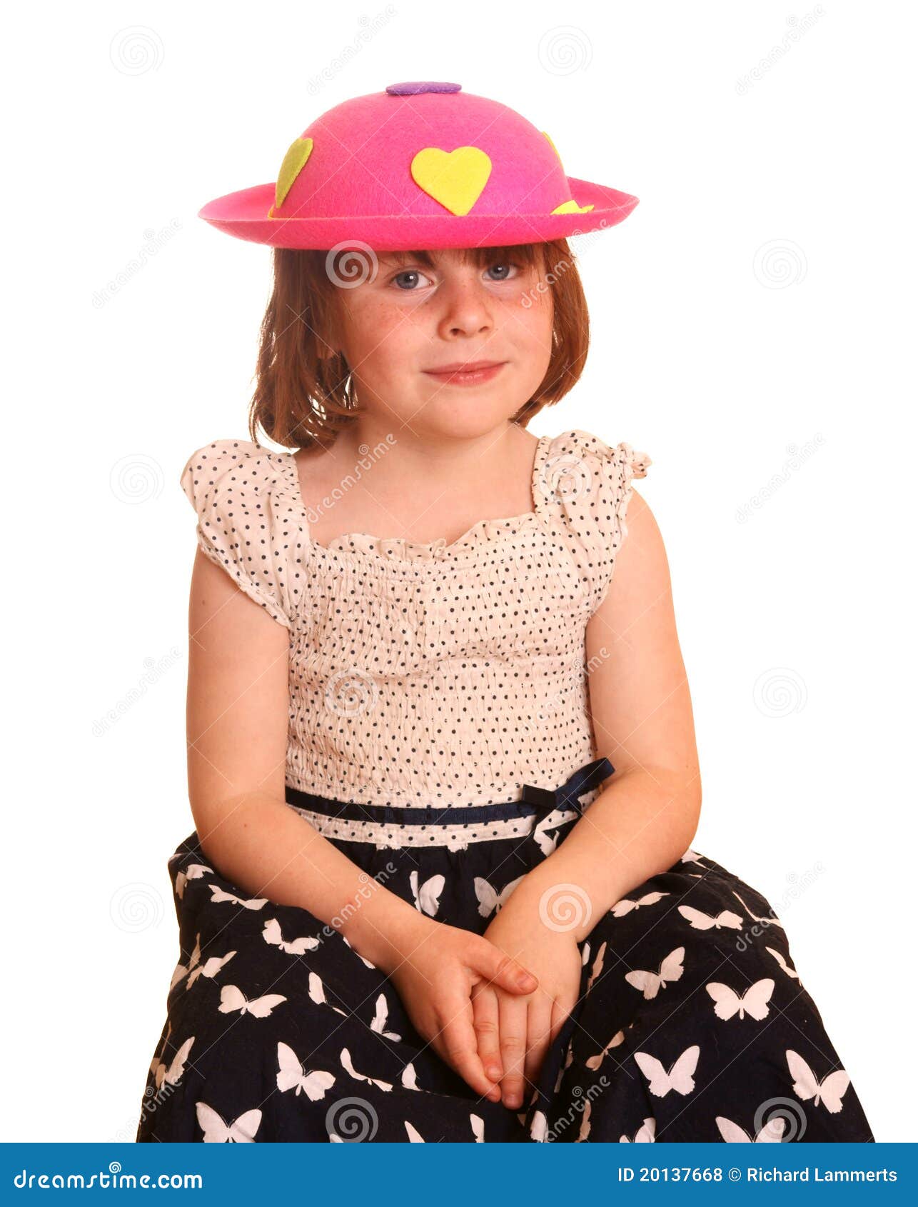 Young girl with pink hat stock photo. Image of female 20137668