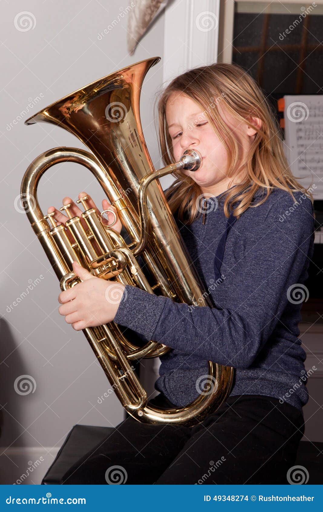 Young Girl Playing Euphonium Stock Photo - Image of band, wind