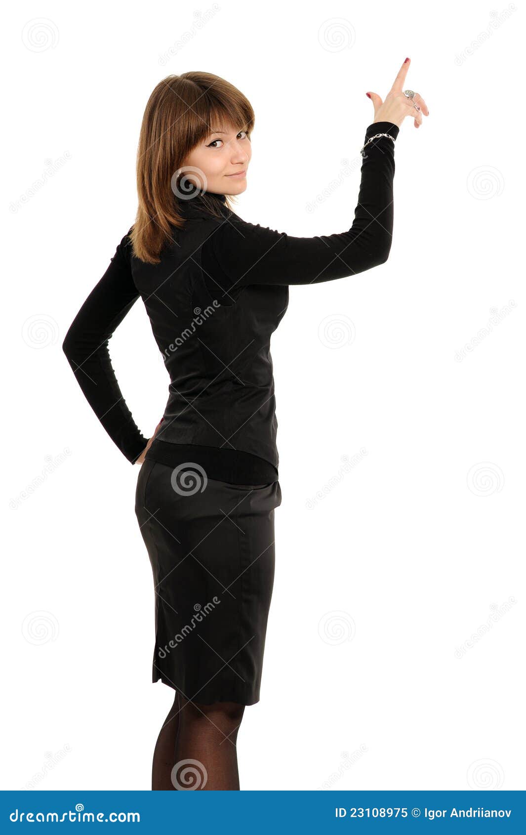 Young Girl Pointing Upwards Stock Image - Image of looking, casual ...