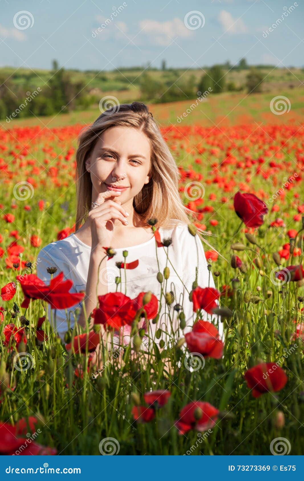 Young Girl In The Poppy Field Stock Image Image Of Attractive Meadow 73273369 