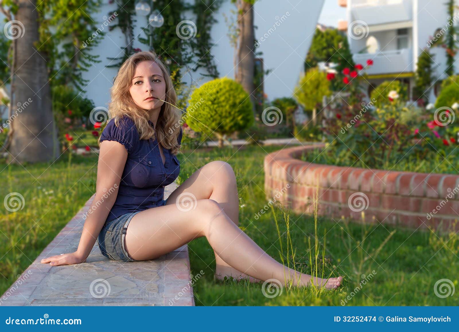 Young girl stock photo. Image of listening, female, green - 32252474