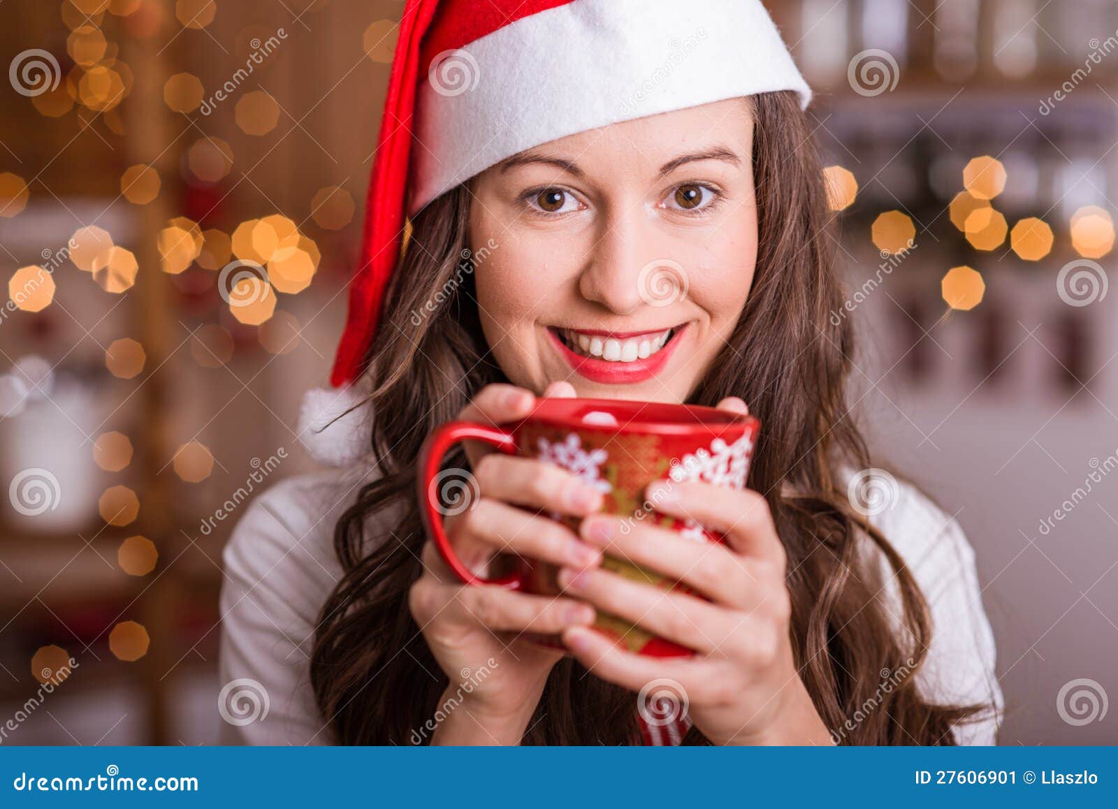 Young Girl Preparing for Christmas Stock Image - Image of happy ...
