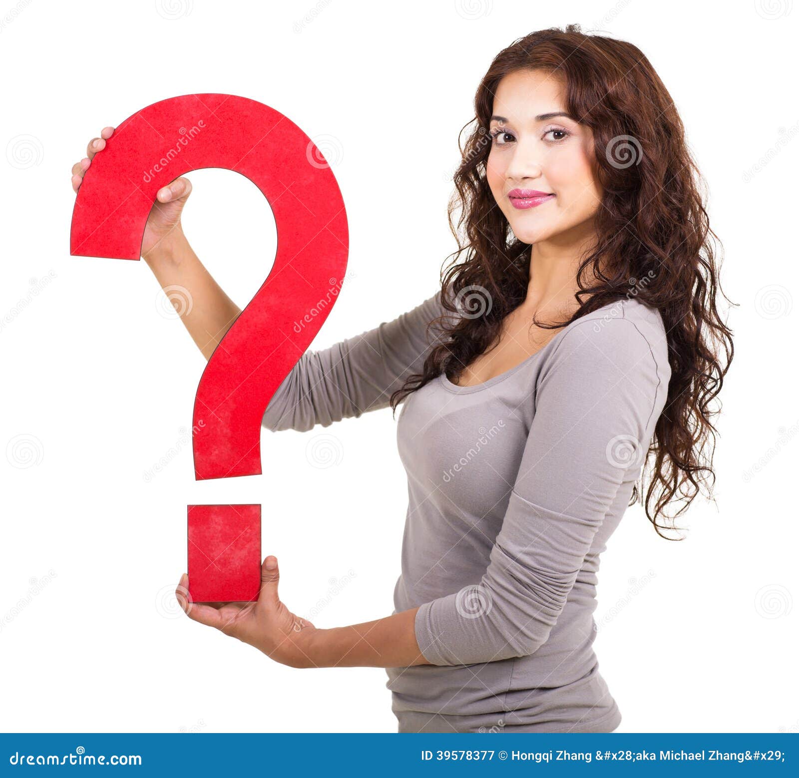 Young Girl With Question Mark Symbol Stock Image Image 39578377