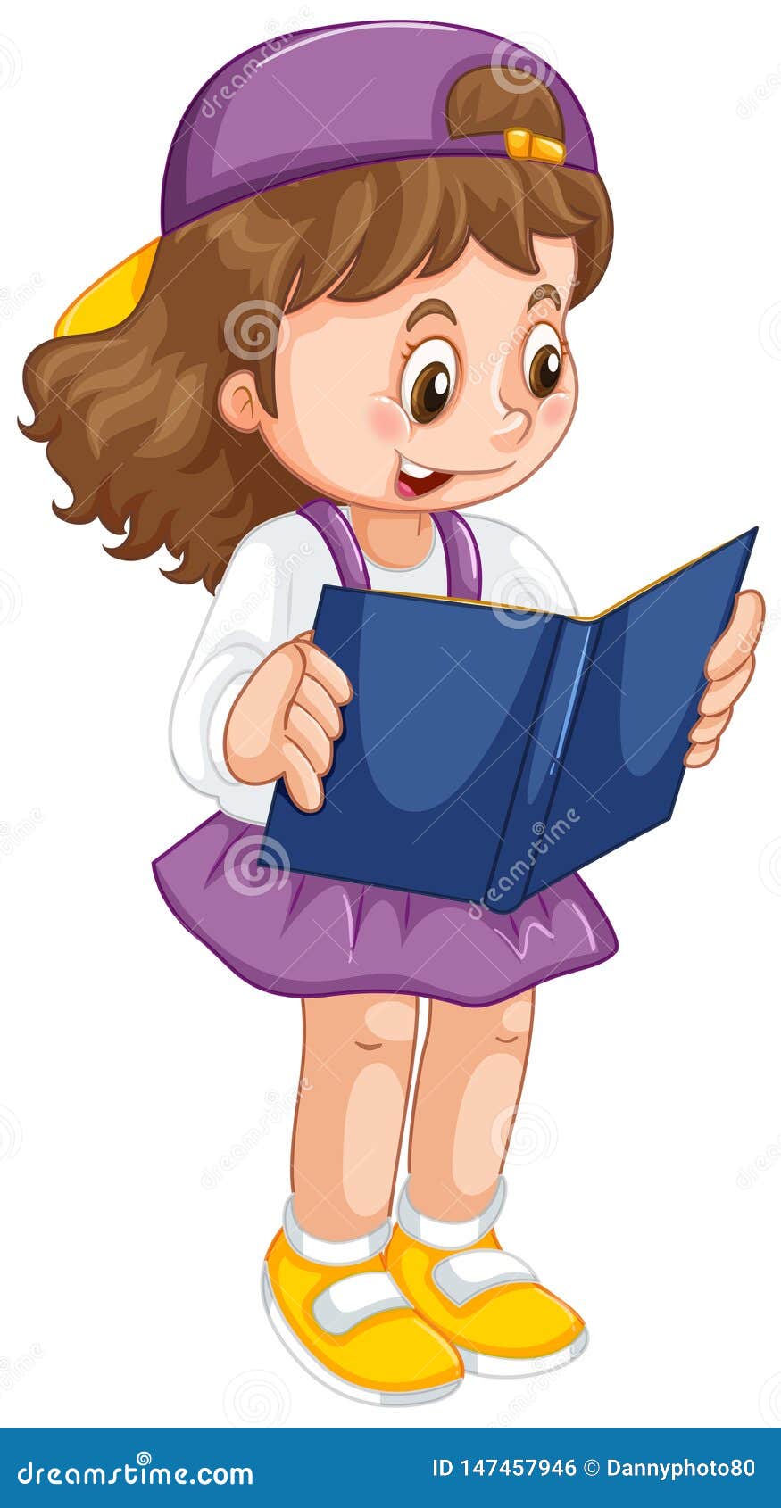 Young girl reading book stock vector. Illustration of fashion - 147457946