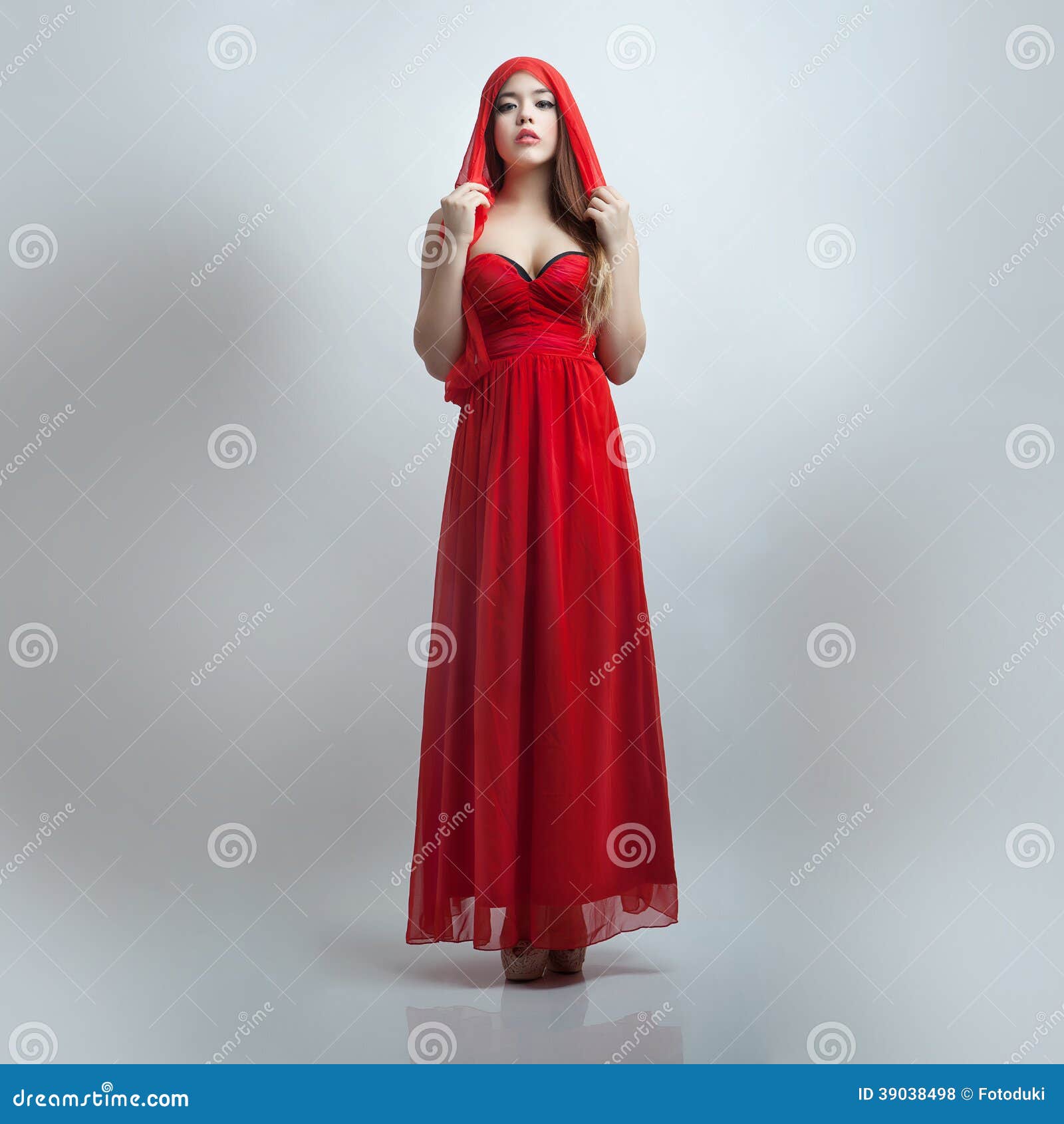 Young girl in red clothes stock photo. Image of glamour 39038498