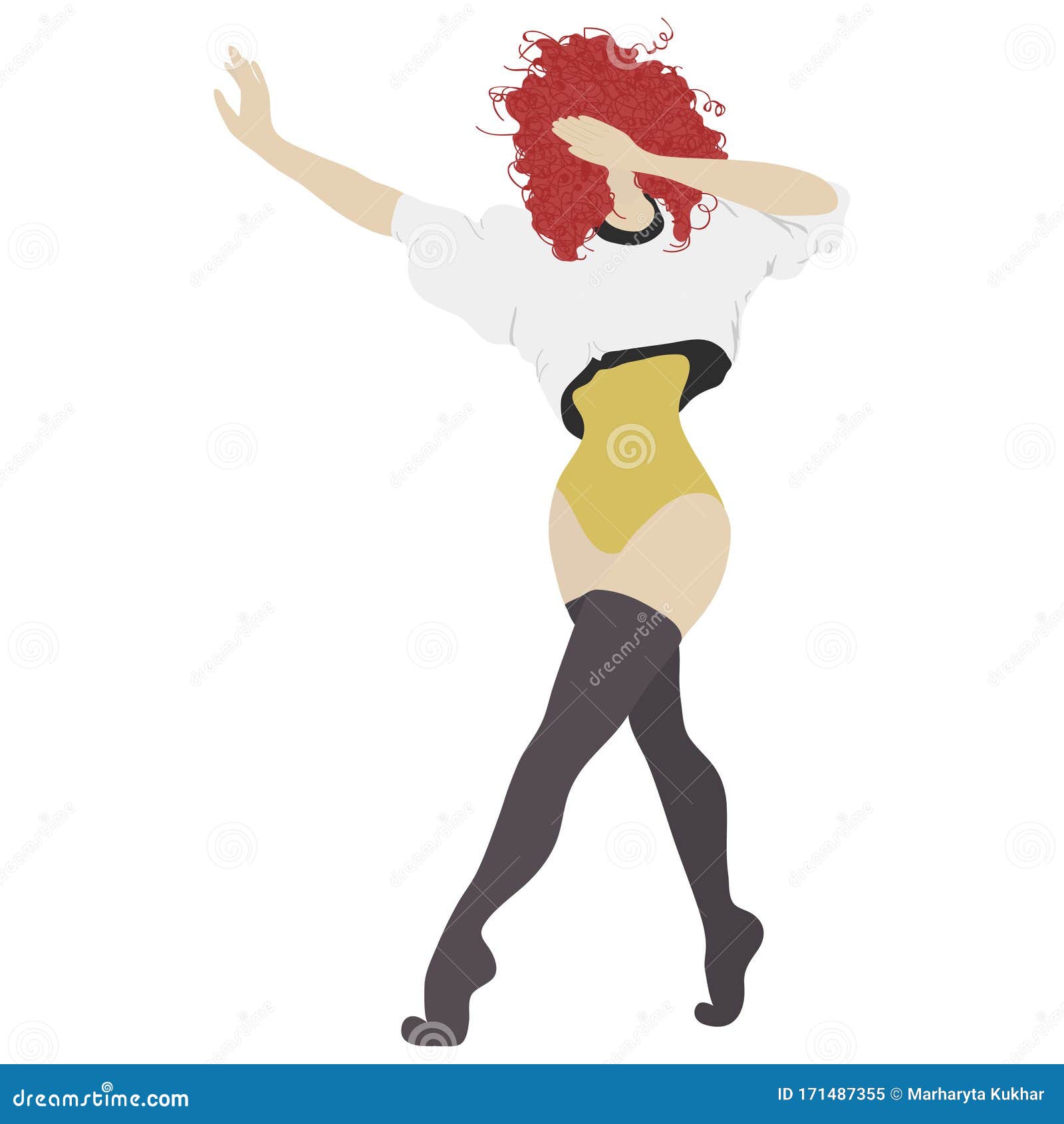 Young Girl with Red Curly Hair Dancing. Stylish Woman Moving Like in Dance  Studio or Party Stock Vector - Illustration of character, colorful:  171487355
