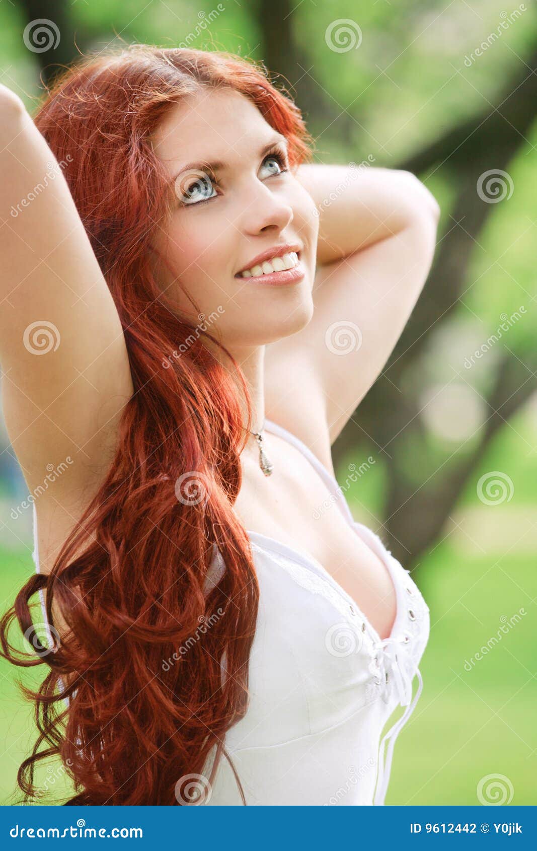 Young Girl With Red Hair Stock Photo Image Of Forest 9612442