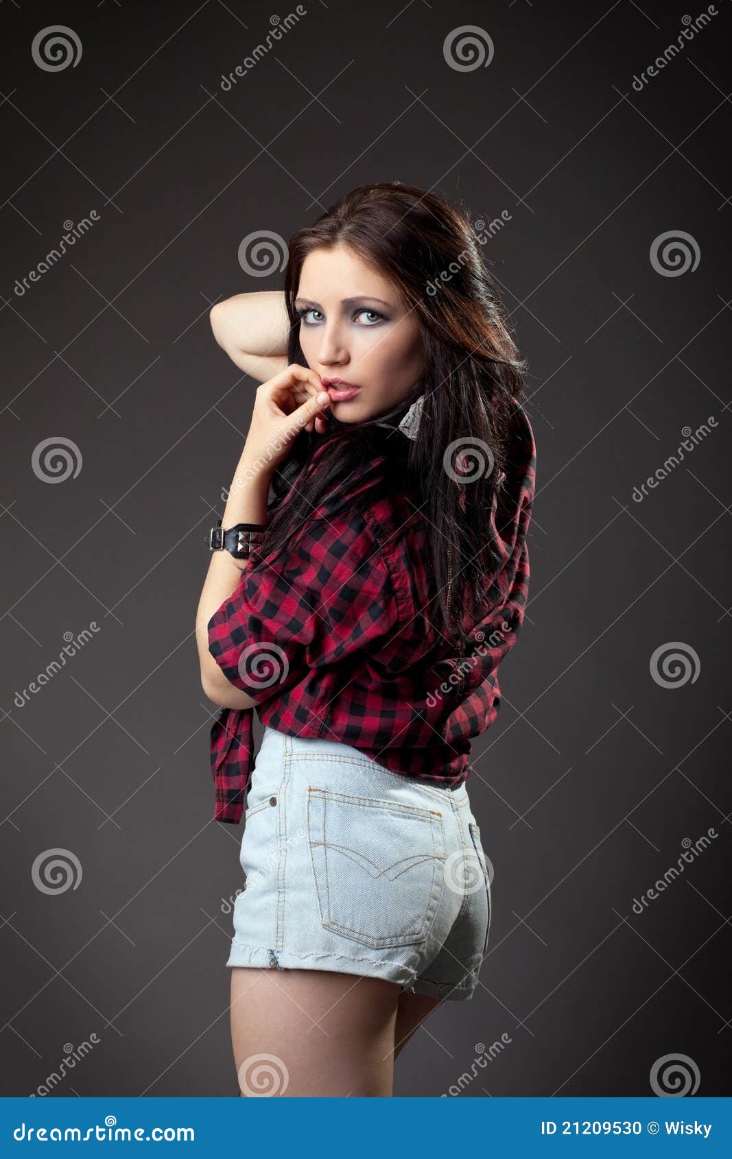 Young Girl in Red Shirt Look at Camera Stock Photo - Image of ...