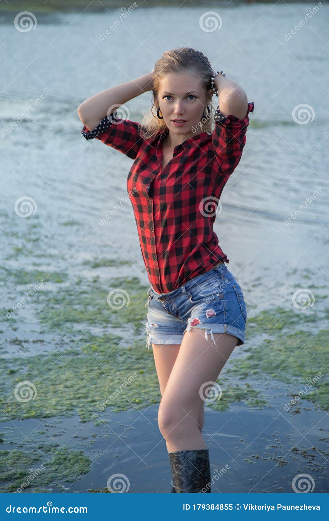 girl in shorts and boots