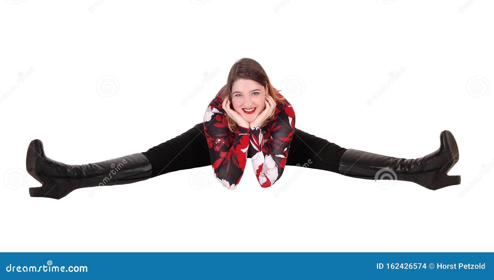 Young Girl Sitting on Floor Whit Her Legs Spread Stock Photo - Image of ...