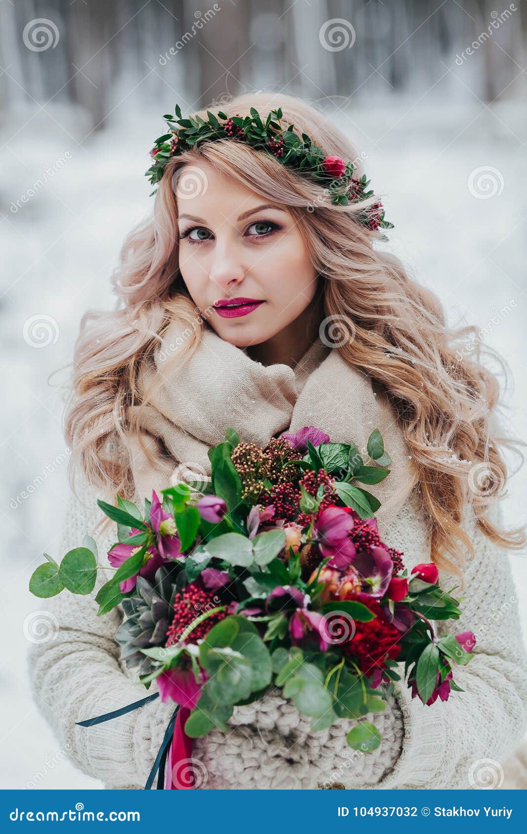 https://thumbs.dreamstime.com/z/young-girl-slavic-appearance-wreath-wildflowers-beautiful-bride-holds-bouquet-winter-background-young-girl-104937032.jpg