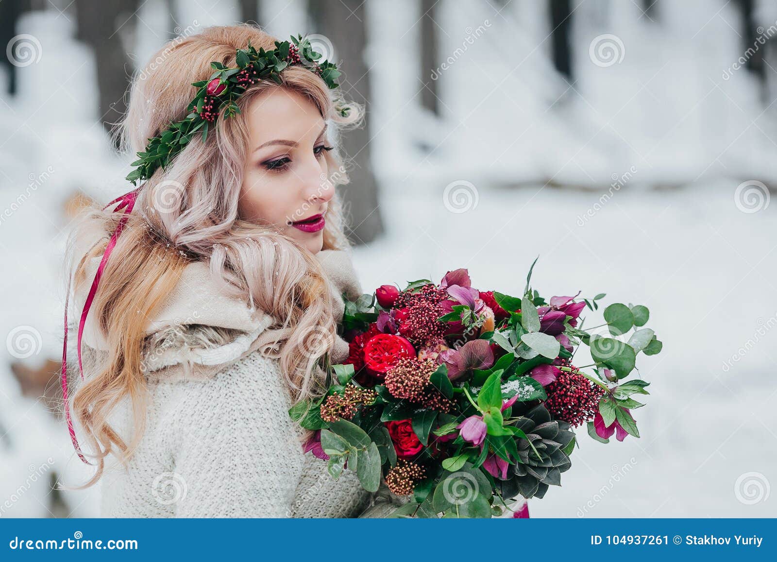 https://thumbs.dreamstime.com/z/young-girl-slavic-appearance-wreath-wildflowers-beautiful-bride-holds-bouquet-winter-background-young-girl-104937261.jpg