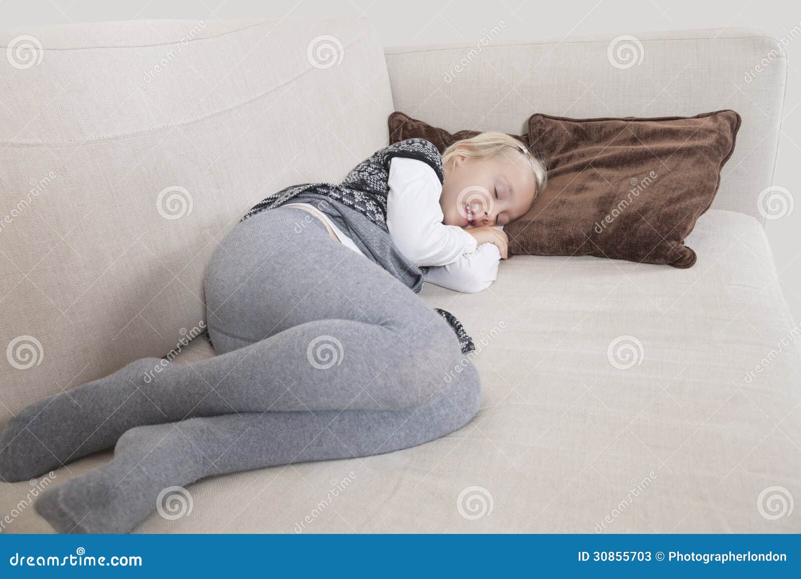 Young Girl Sleeping On Sofa Stock Image Image Of Years Indoors 30855703