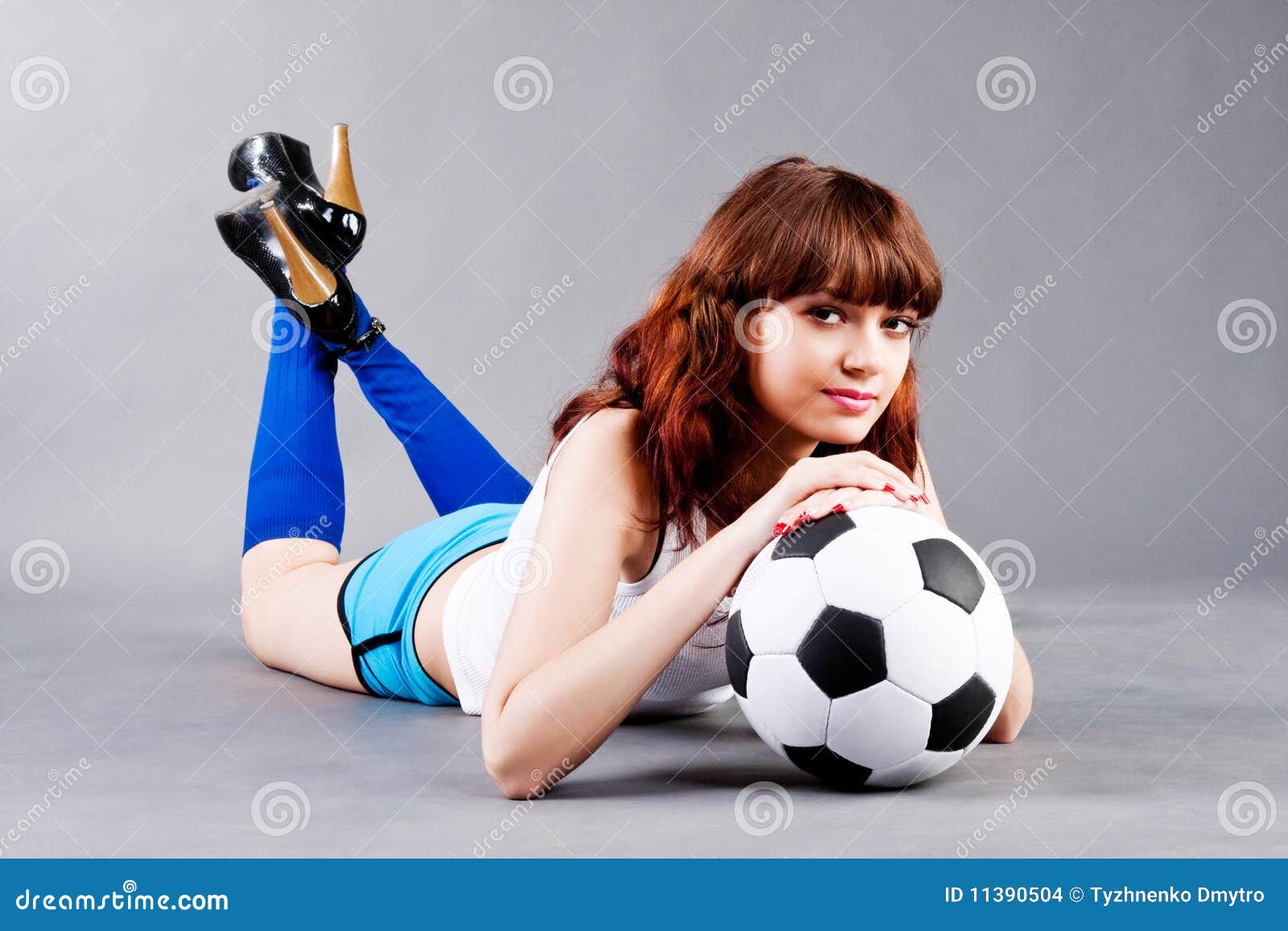 Young Girl with a Soccer Ball Stock Photo Image of adorable, easiness