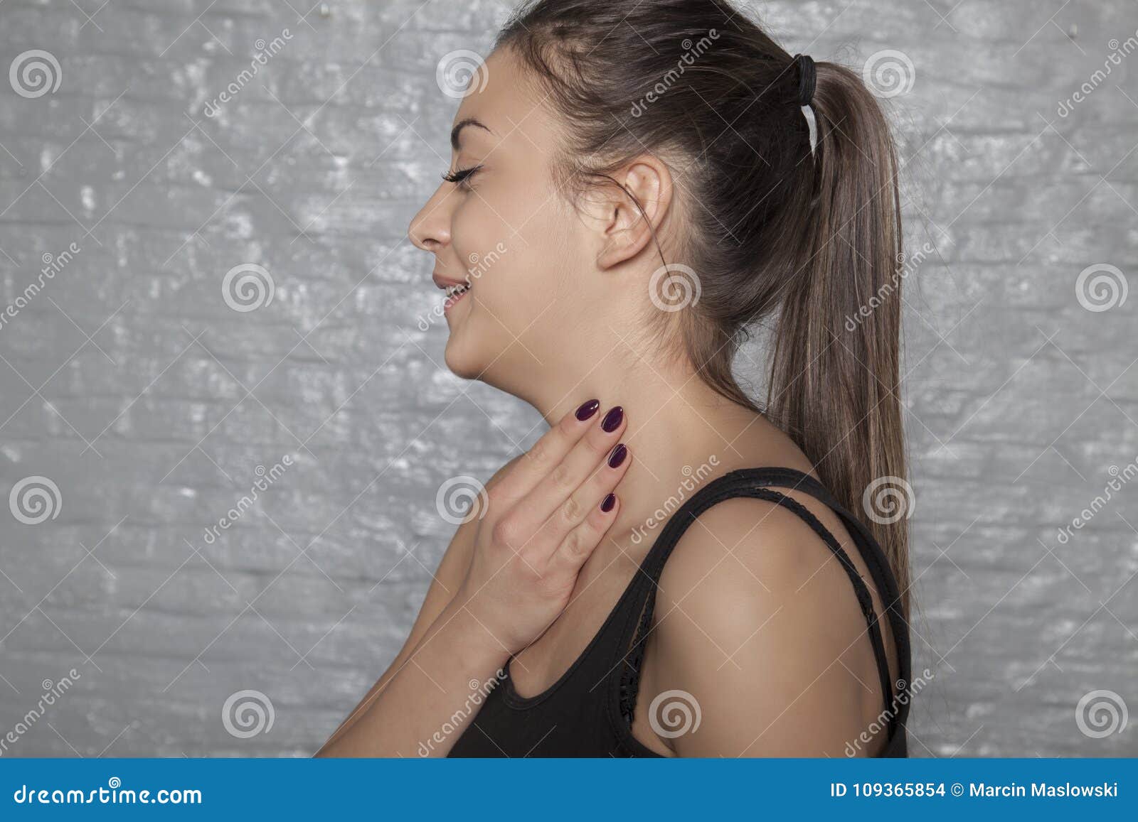 Young Girl with Sore Throat Stock Photo Image of lymph, itching