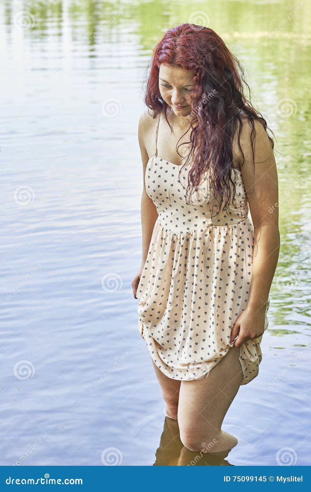 Young Girl Standing in Water Stock Image Image of lady, color 75099145