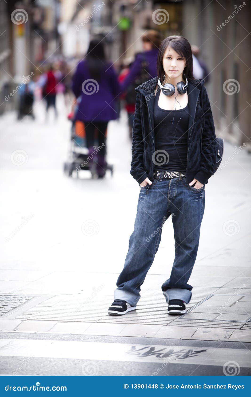 Young girl on the street stock photo. Image of piercing - 13901448