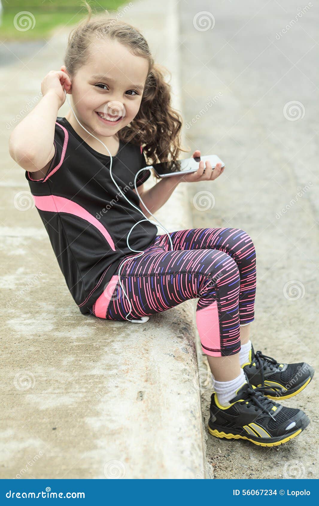 Young girl street jogging stock photo. Image of earphone - 56067234