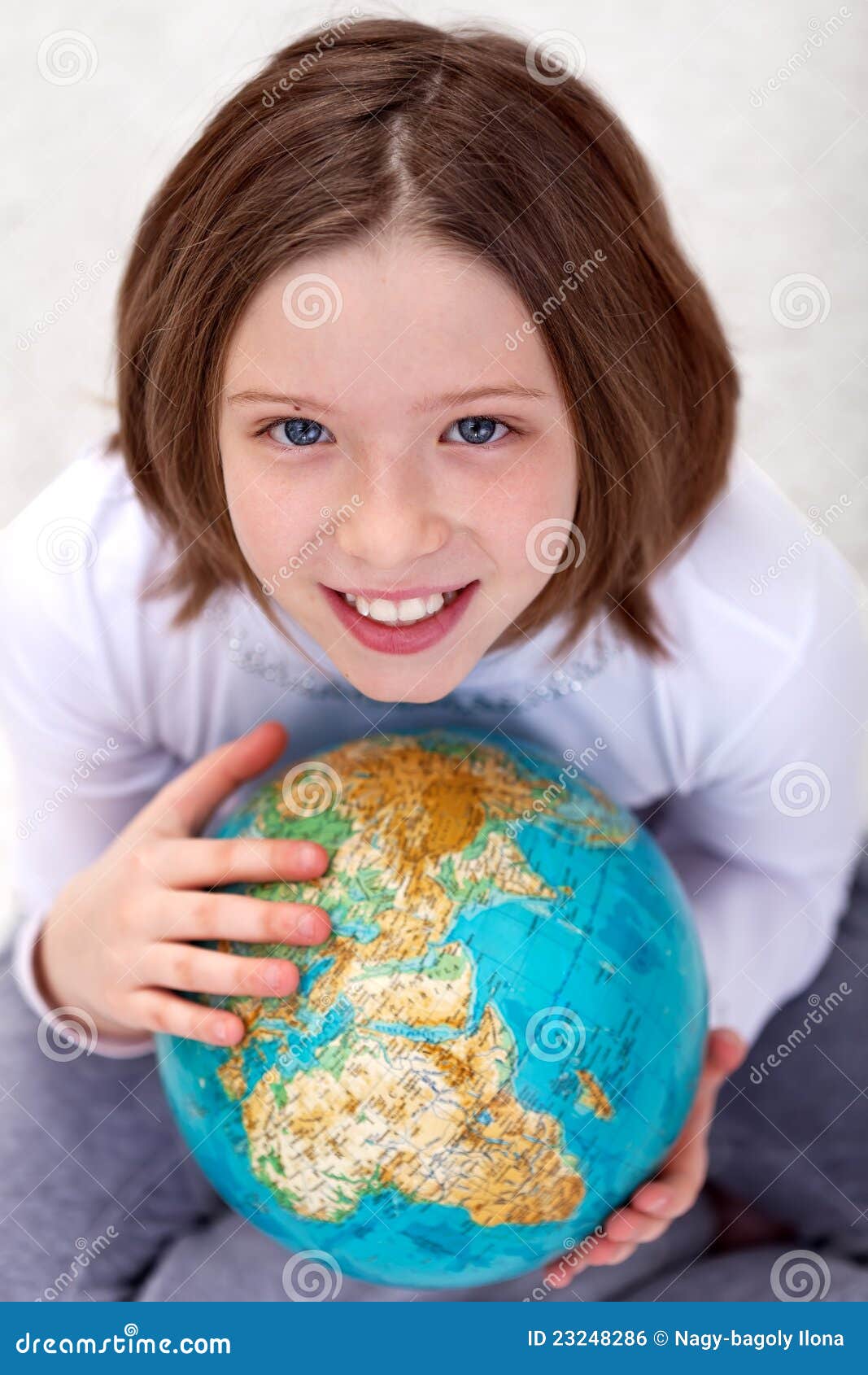 Young Girl Studying Geography Stock Photo Image of dreaming