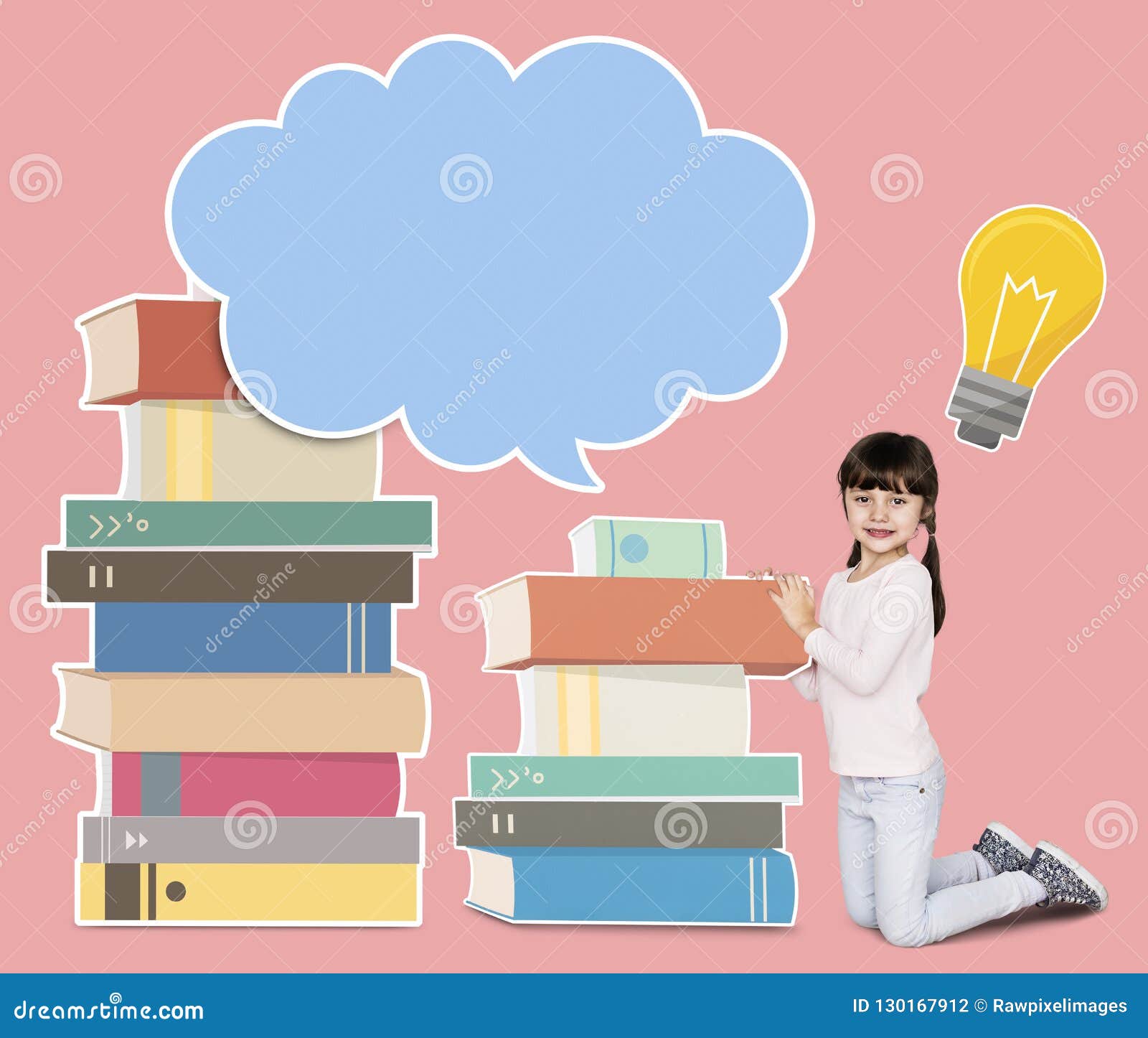 Young Girl Studying and Reading Books Stock Photo - Image of children ...